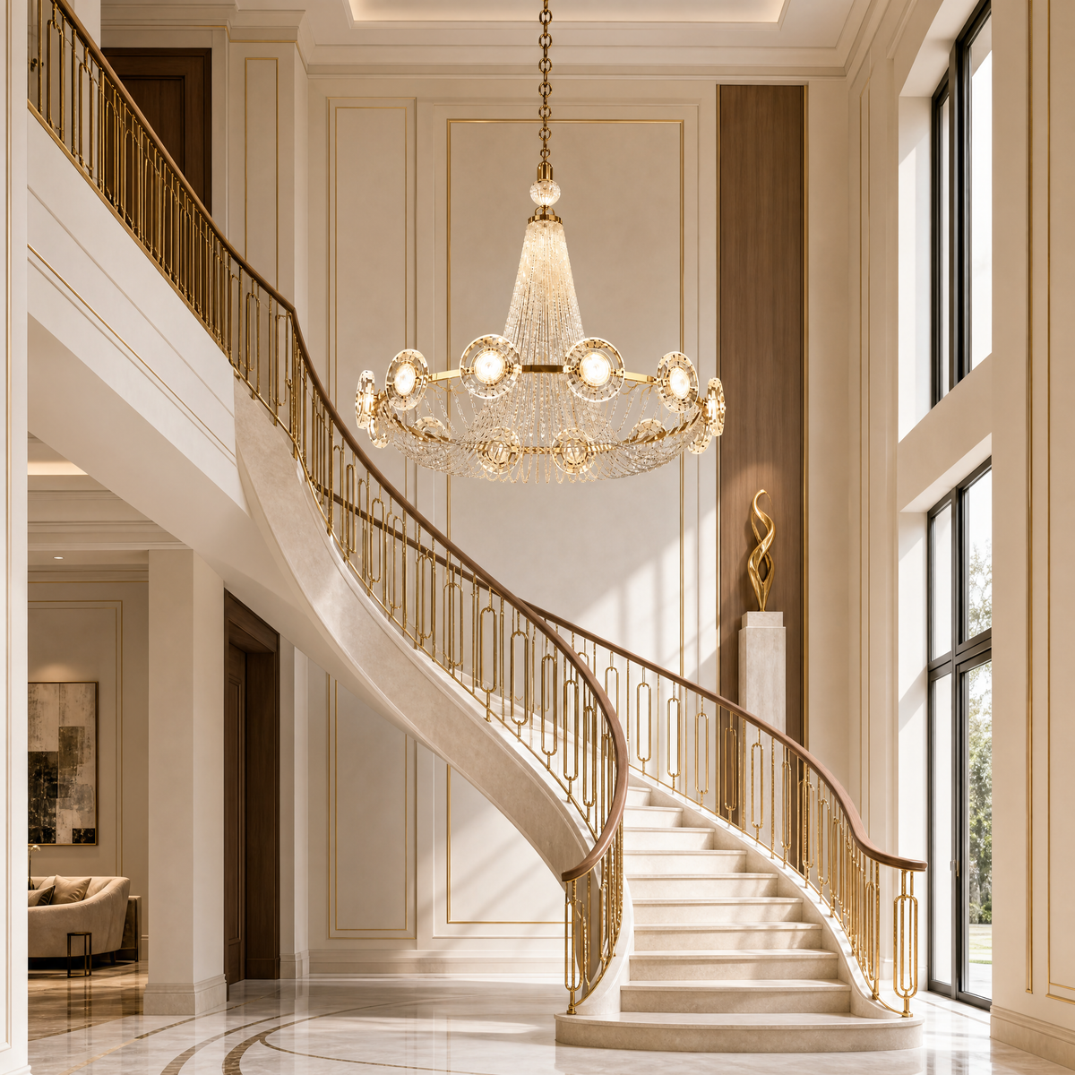 Rococo Dream Modern Sculptural Ring Chandelier