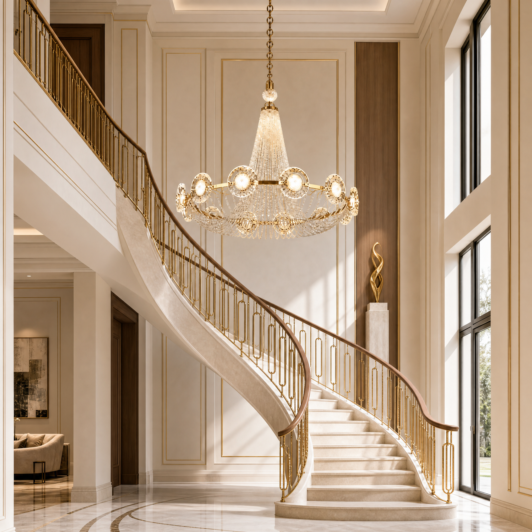 Rococo Dream Modern Sculptural Ring Chandelier