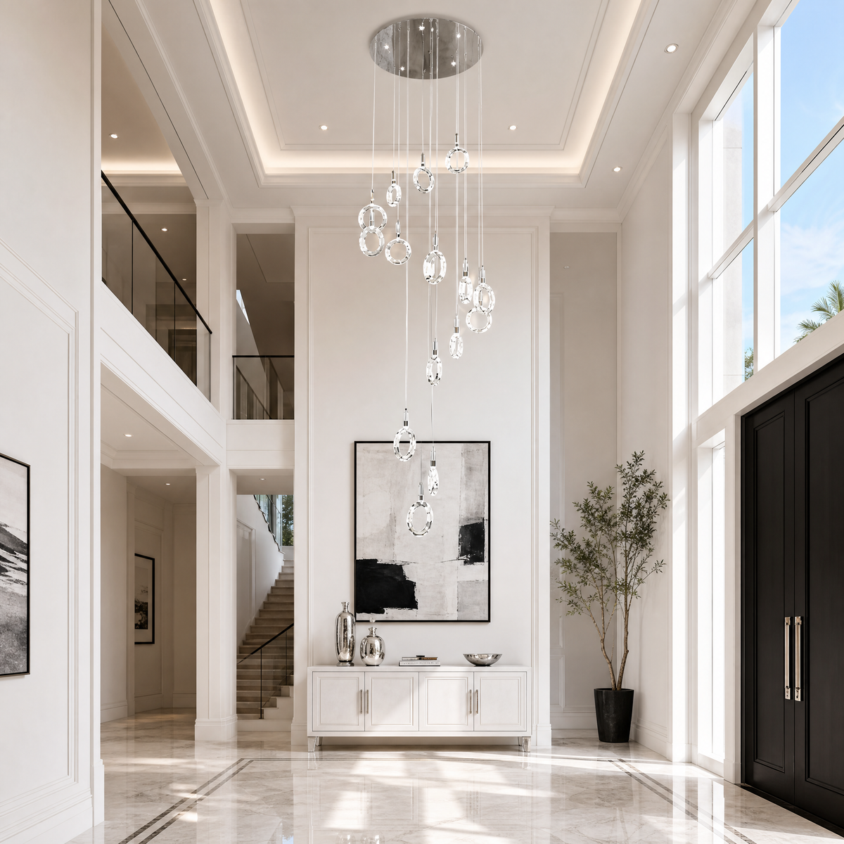 Rococo Dream Modern Sculptural Ring Chandelier