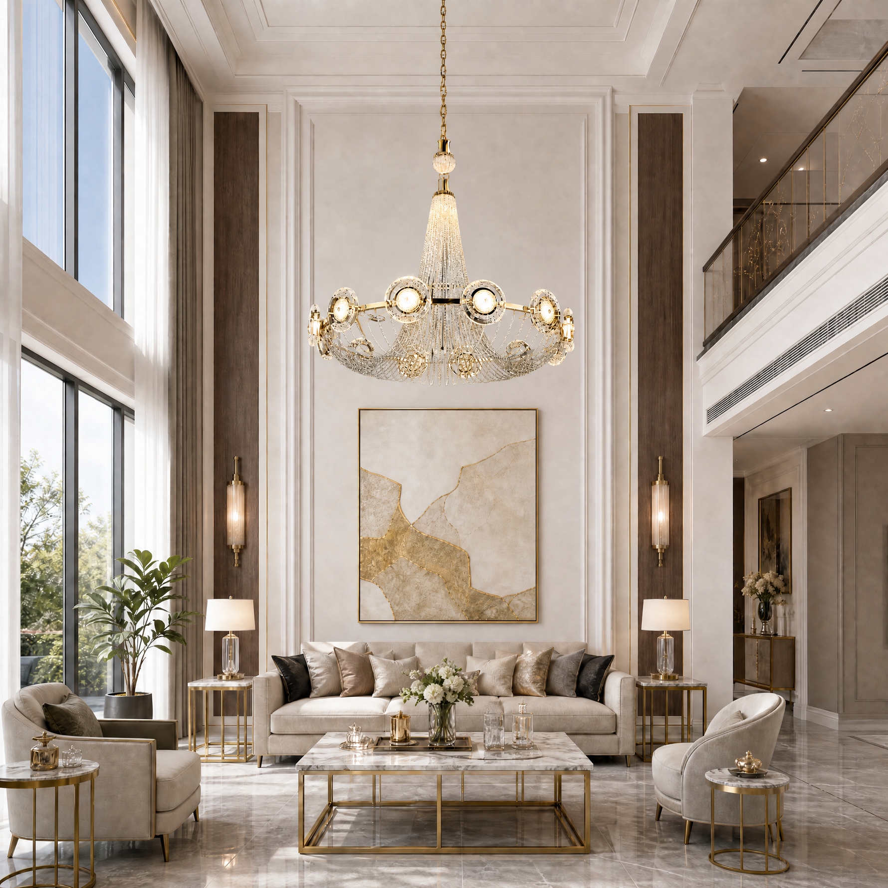 Rococo Dream Modern Sculptural Ring Chandelier