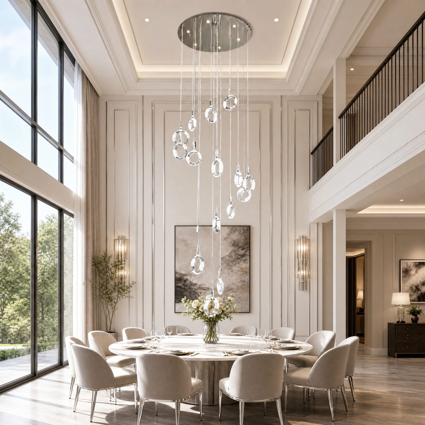 Rococo Dream Modern Sculptural Ring Chandelier