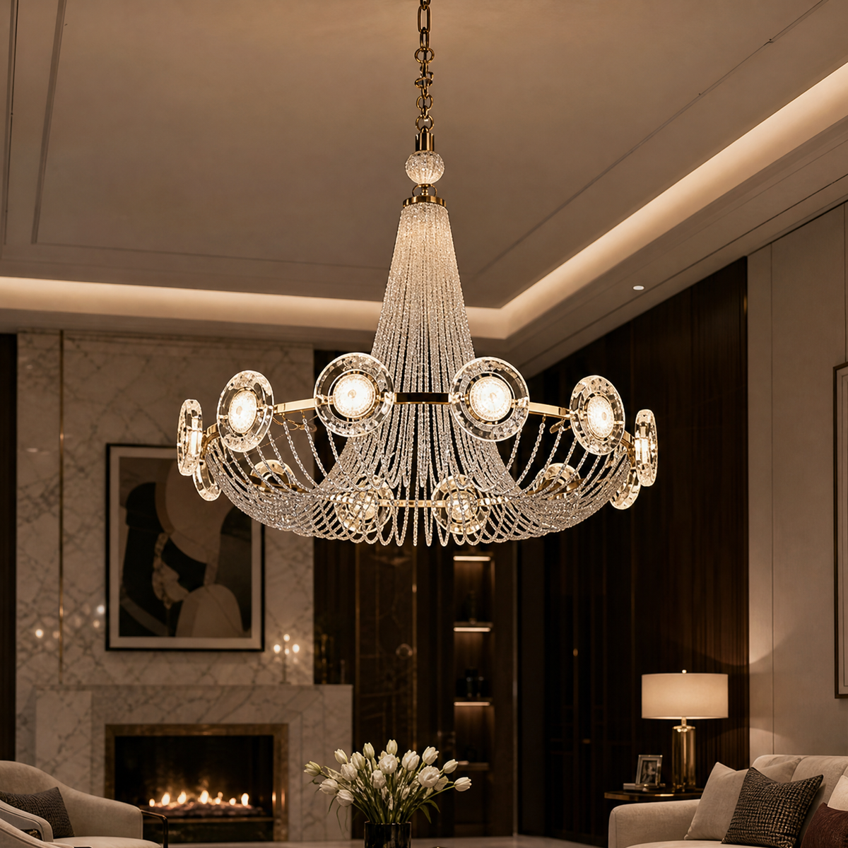Rococo Dream Modern Sculptural Ring Chandelier