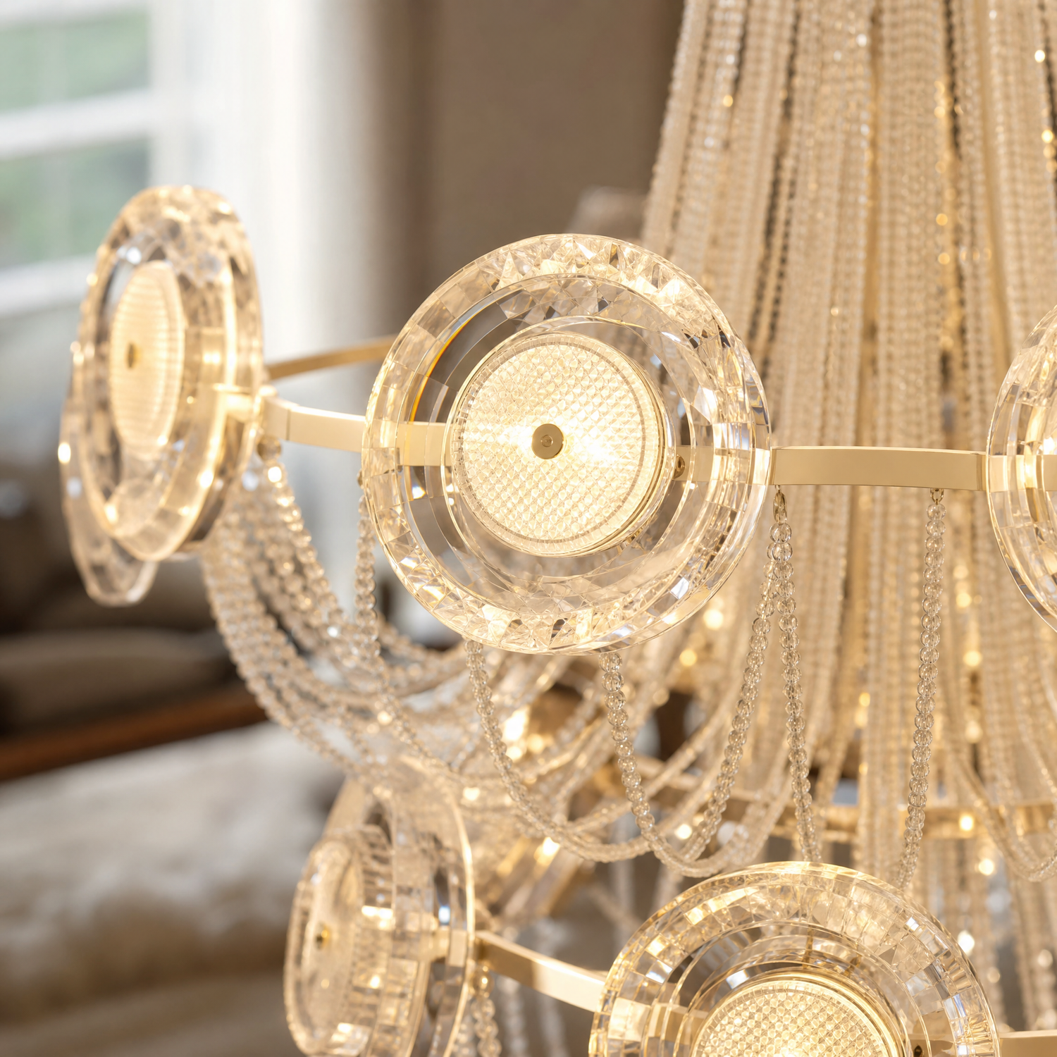 Rococo Dream Modern Sculptural Ring Chandelier