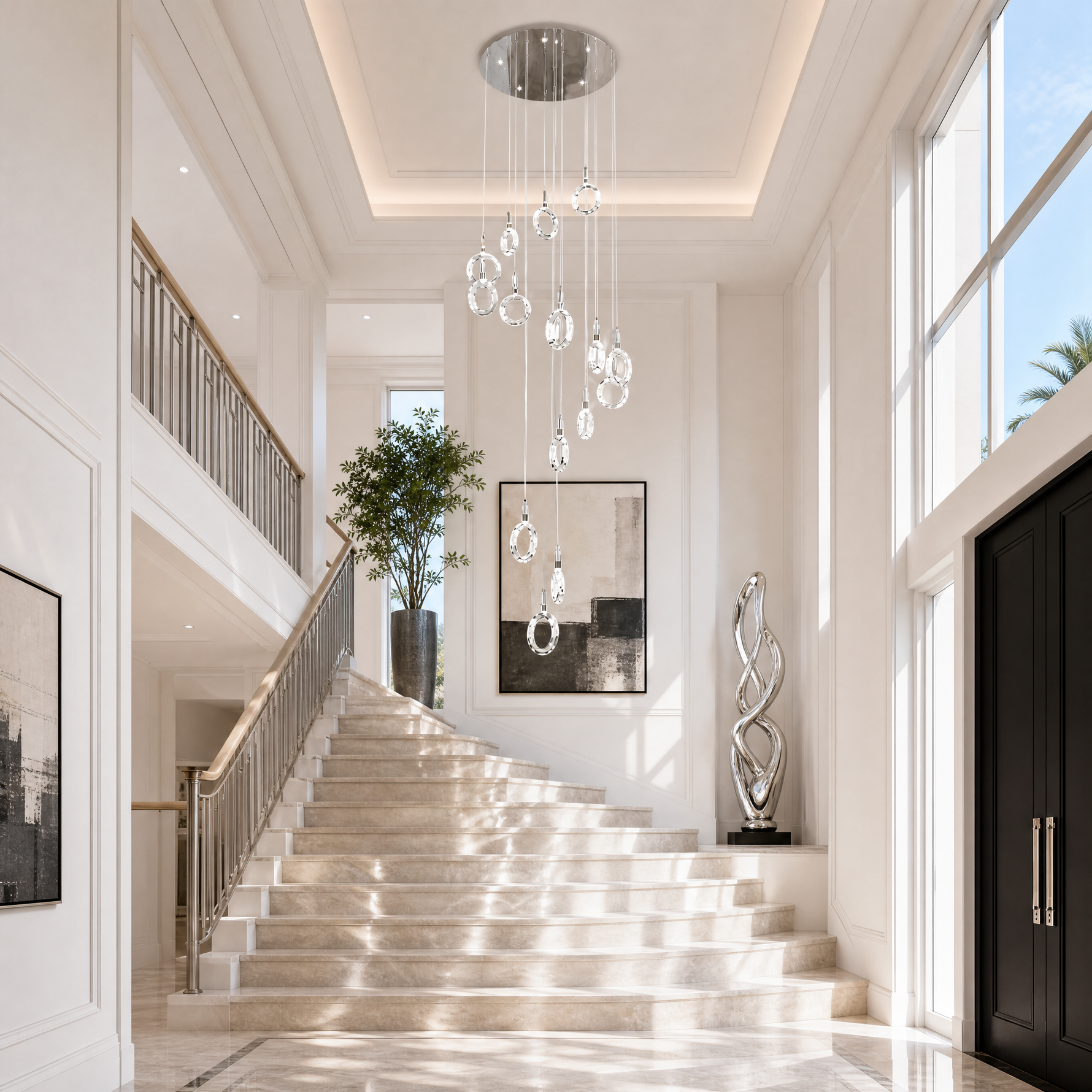 Rococo Dream Modern Sculptural Ring Chandelier