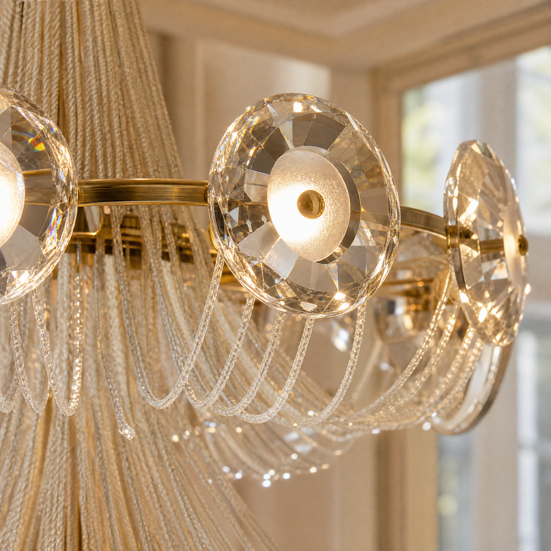 Rococo Dream Modern Sculptural Ring Chandelier