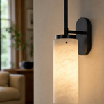 Rod Pendant Tall Drop Alabaster Black Wall Sconce
