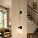 Rod Pendant Tall Drop Alabaster Black Wall Sconce