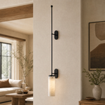 Rod Pendant Tall Drop Alabaster Black Wall Sconce