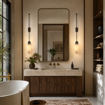 Rod Pendant Tall Drop Alabaster Black Wall Sconce