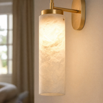 Rod Pendant Tall Drop Alabaster Brass Wall Sconce