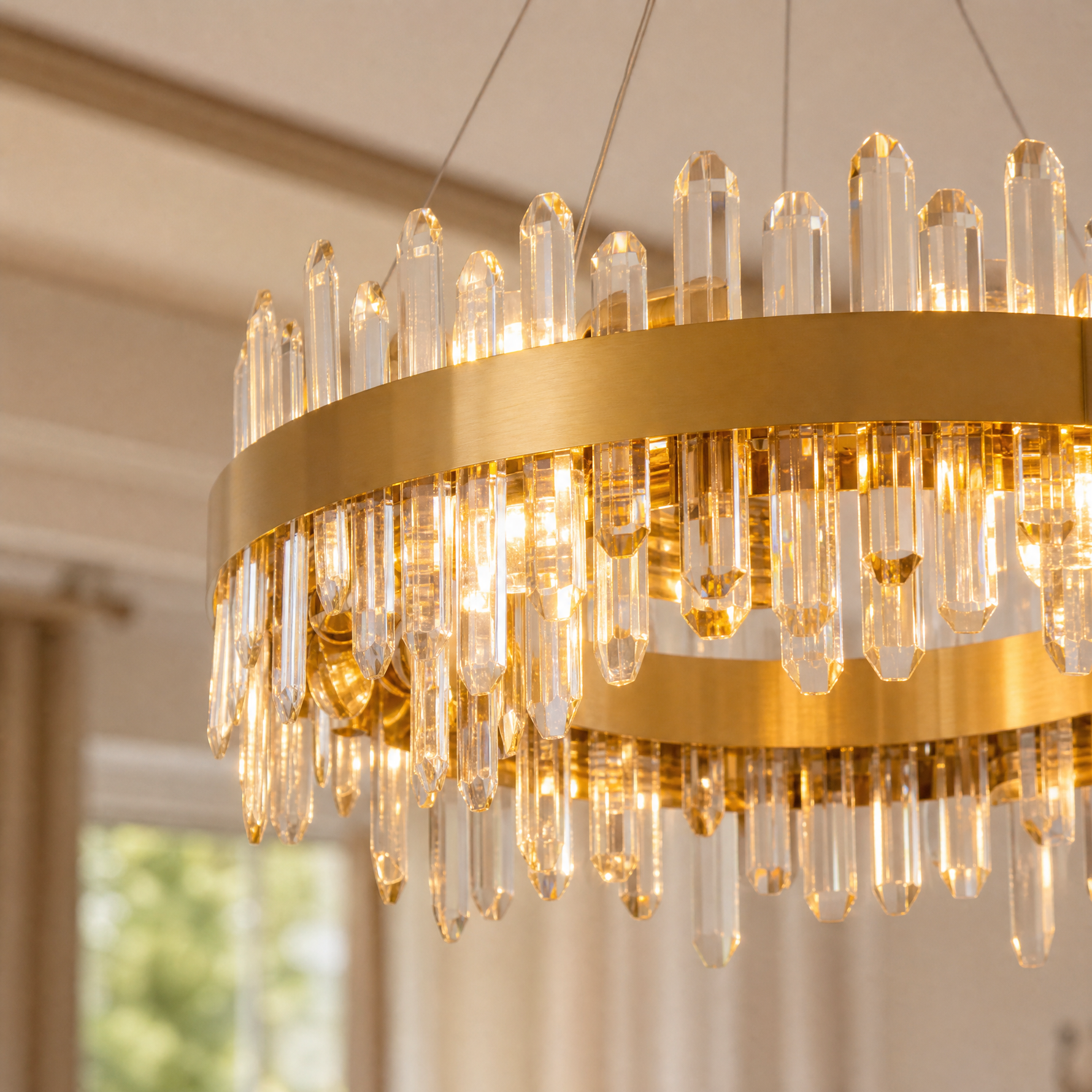 Round Crystal Island Chandelier 600 - Gold