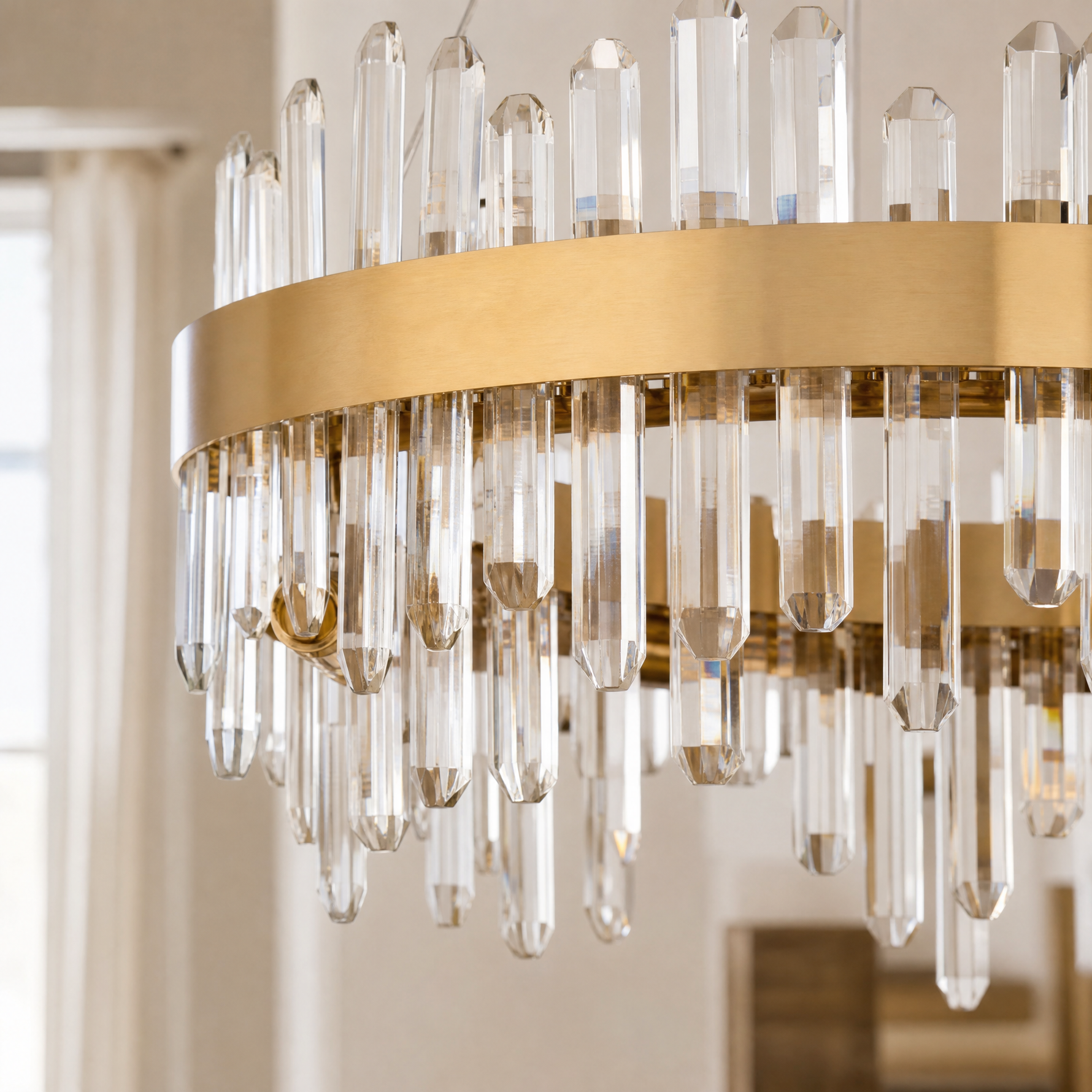 Round Crystal Island Chandelier 600 - Gold