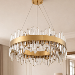 Round Crystal Island Chandelier 600 - Gold