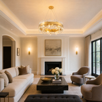 Round Crystal Island Chandelier 600 - Gold