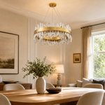 Round Crystal Island Chandelier 600 - Gold