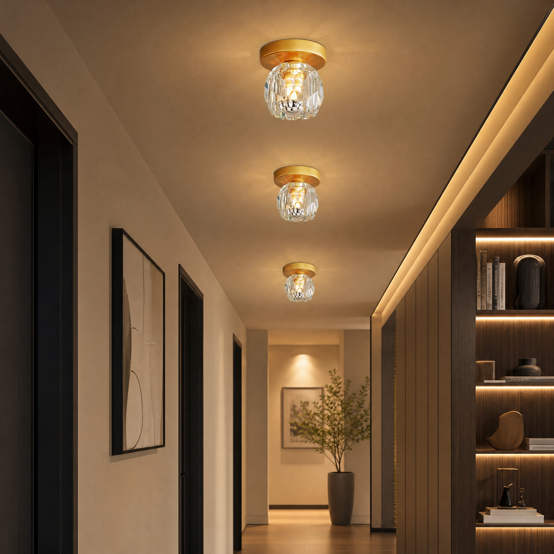 Round Golden Crystal Island Chandelier-1000