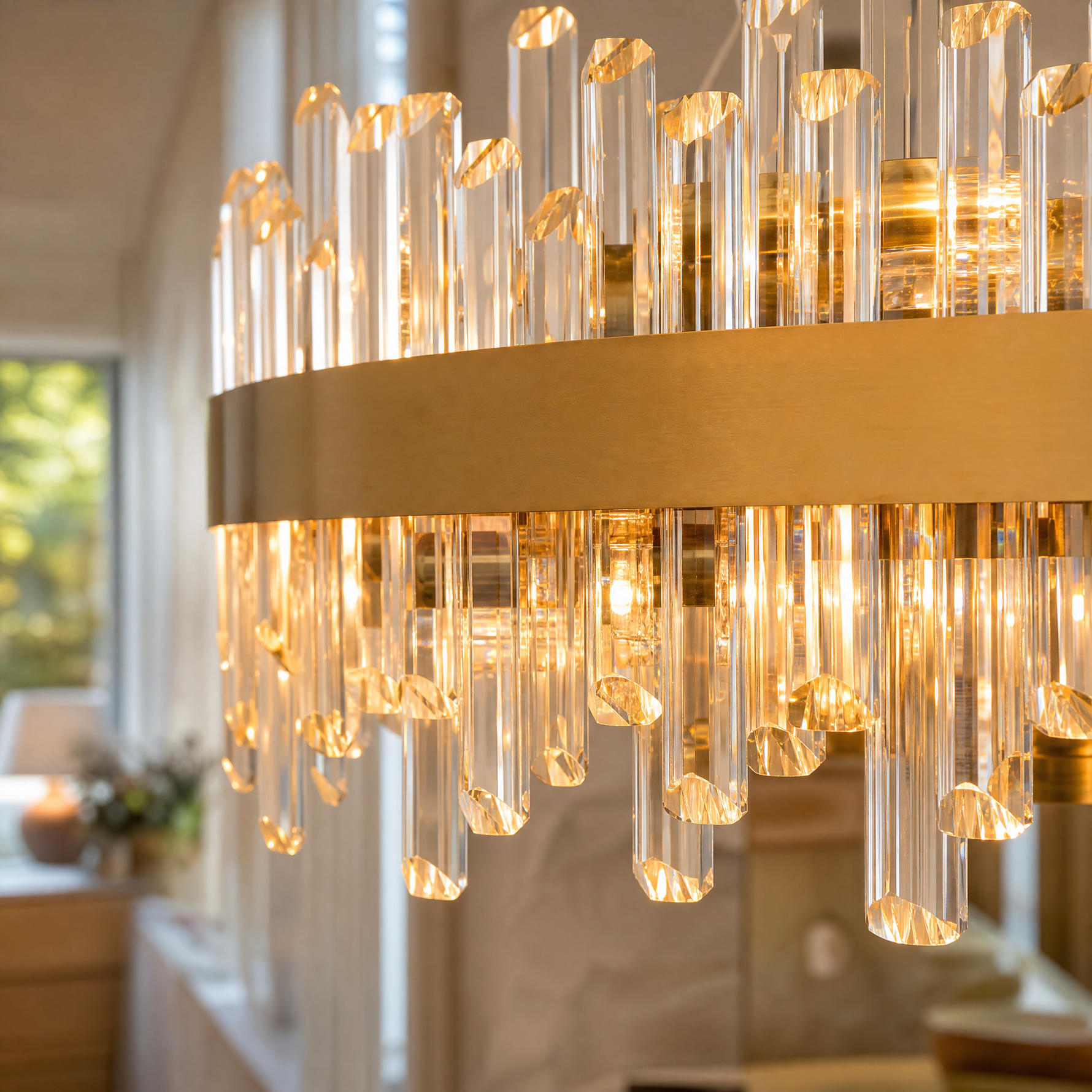 Round Golden Crystal Island Chandelier-1000