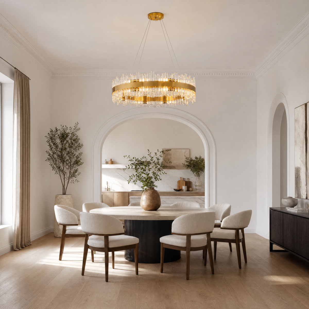 Round Golden Crystal Island Chandelier-1000