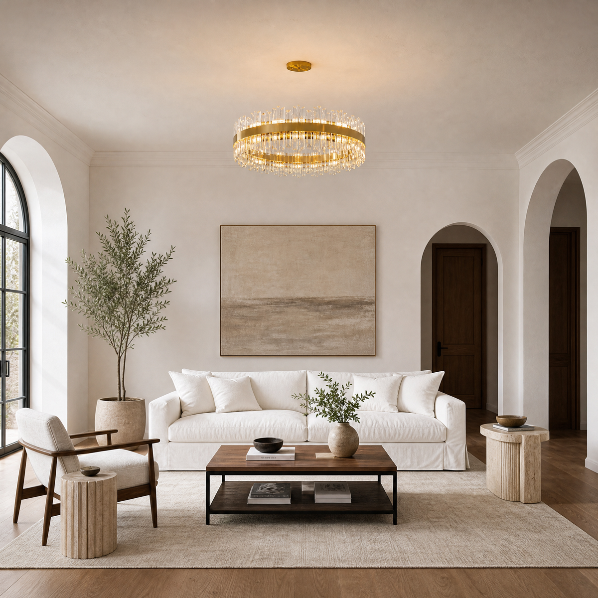 Round Golden Crystal Island Chandelier-1000