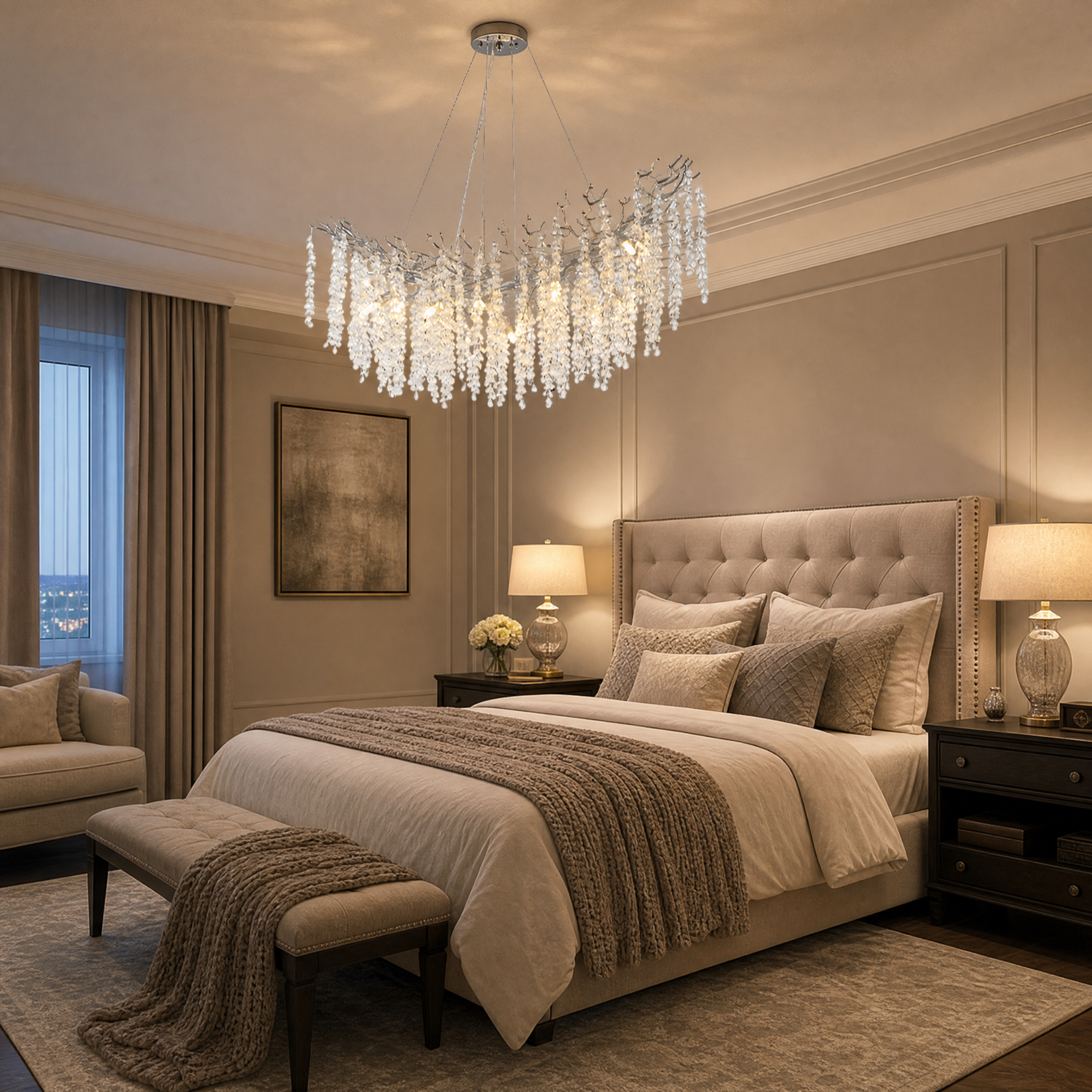 Round Golden Crystal Island Pendant Light-800