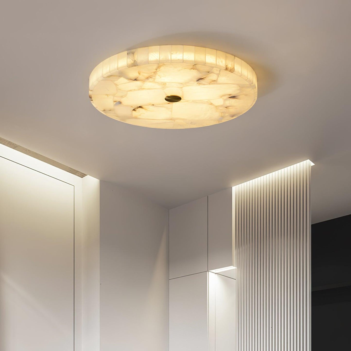 Vakkerlight Round Alabaster Ceiling Lamp – White & Gold, 40‑60 cm