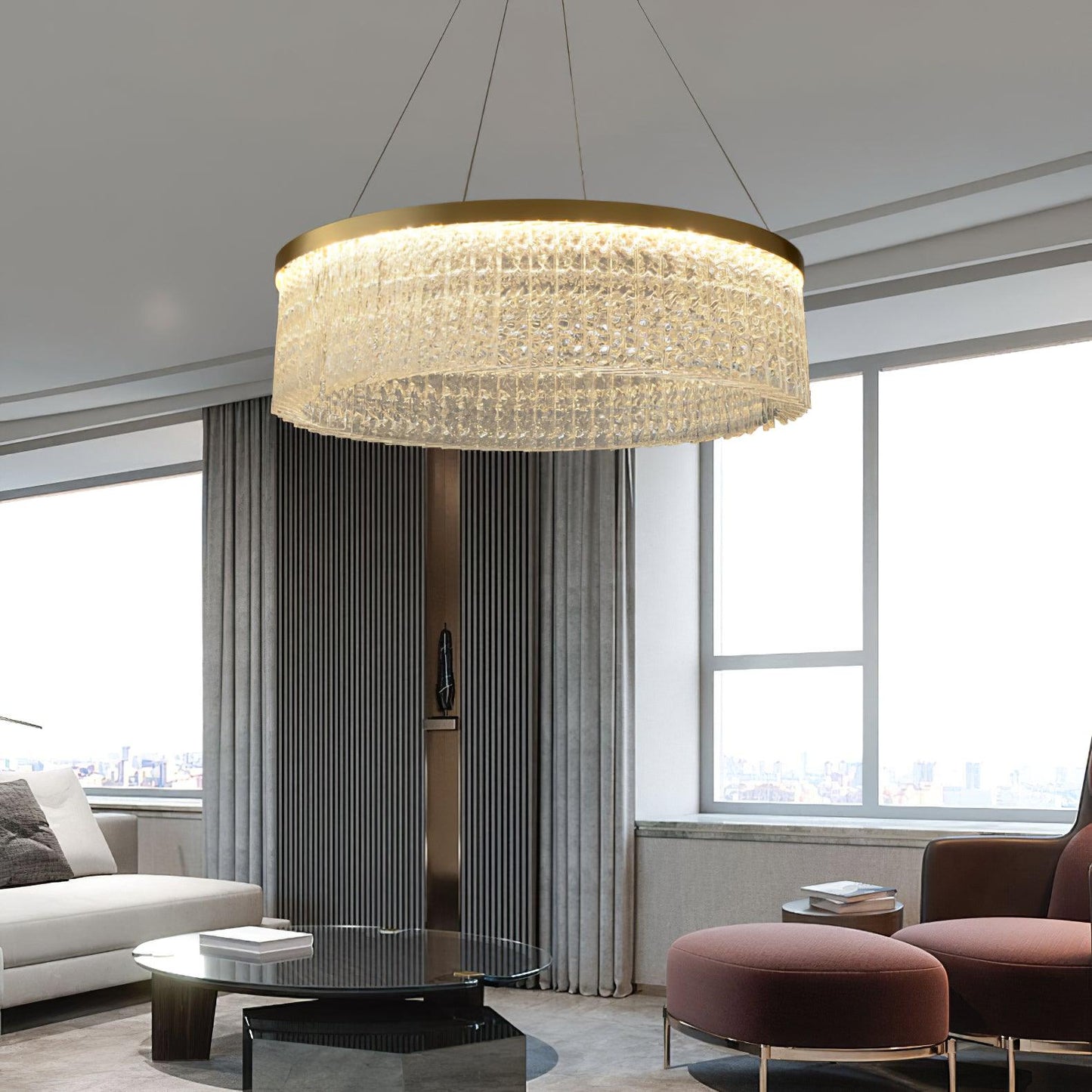 Round Halo Crystal Chandelier - YIOSI