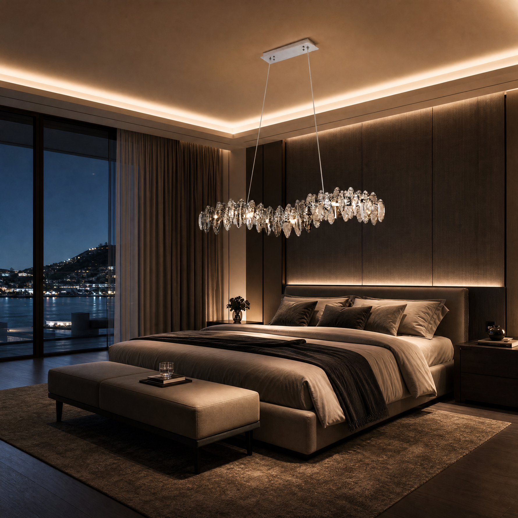 Rugiada Crystal Halo Chandelier