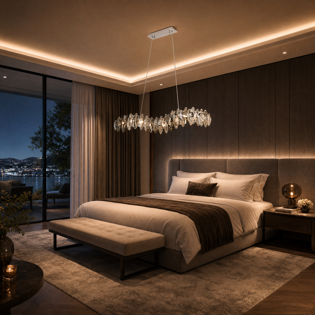 Rugiada Crystal Halo Chandelier