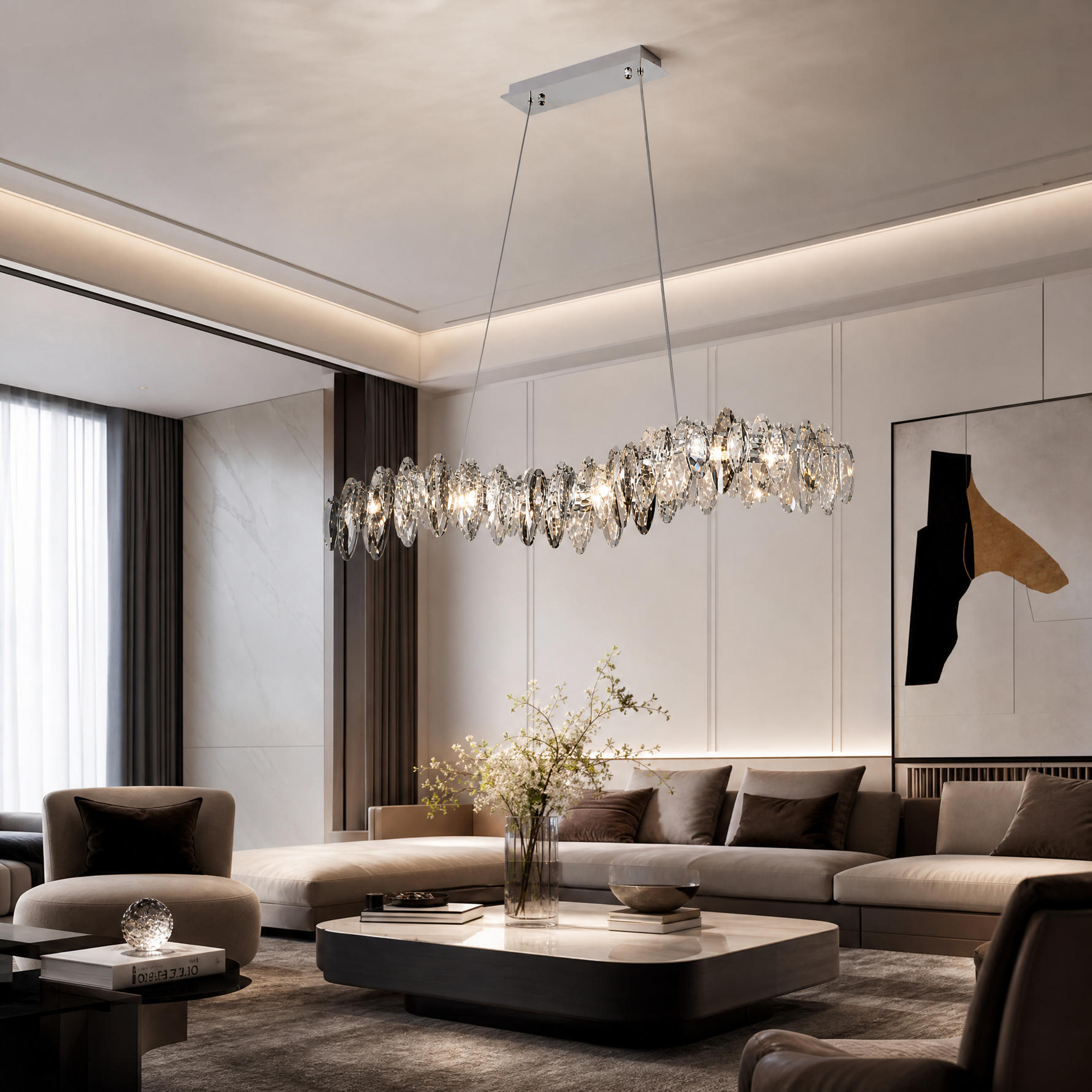 Rugiada Crystal Halo Chandelier