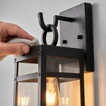 Sand Black Iron and Clear Glass Outdoor Wall Lantern