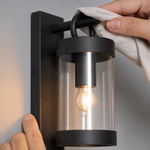 Sand Black Steel and Clear Glass Outdoor Wall Sconce