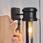 Sand Black Steel and Glass Outdoor Wall Lantern