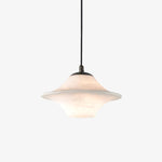 Celestial Saucer Alabaster Pendant Light Black & White