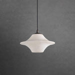 Celestial Saucer Alabaster Pendant Light Black & White