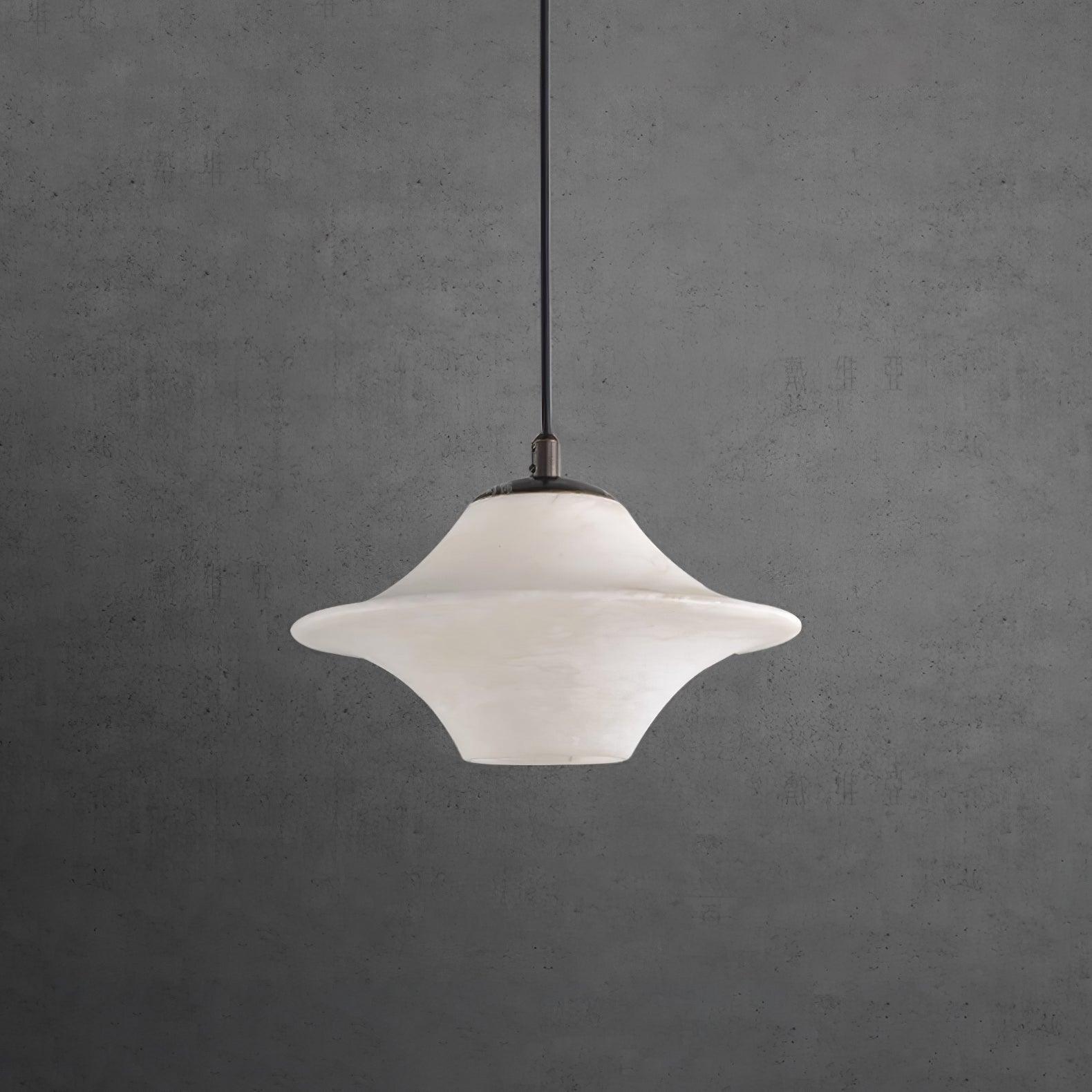 Celestial Saucer Alabaster Pendant Light Black & White