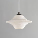 Celestial Saucer Alabaster Pendant Light Black & White