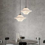 Celestial Saucer Alabaster Pendant Light Black & White