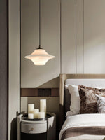 Celestial Saucer Alabaster Pendant Light Black & White
