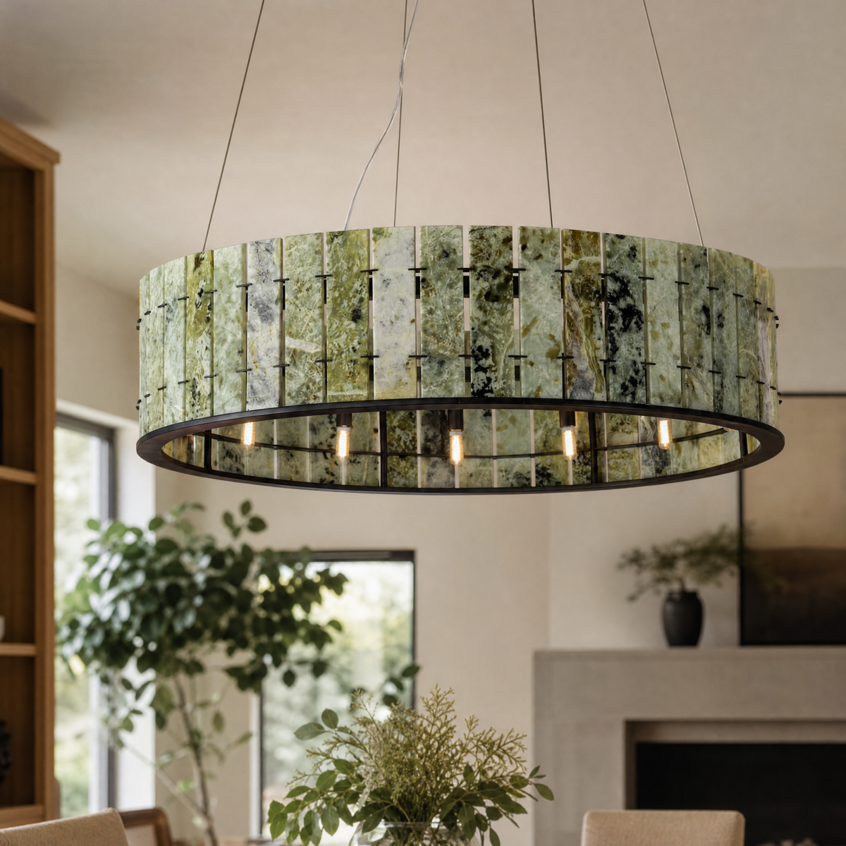 Majestone Stone Tile Ring Chandelier