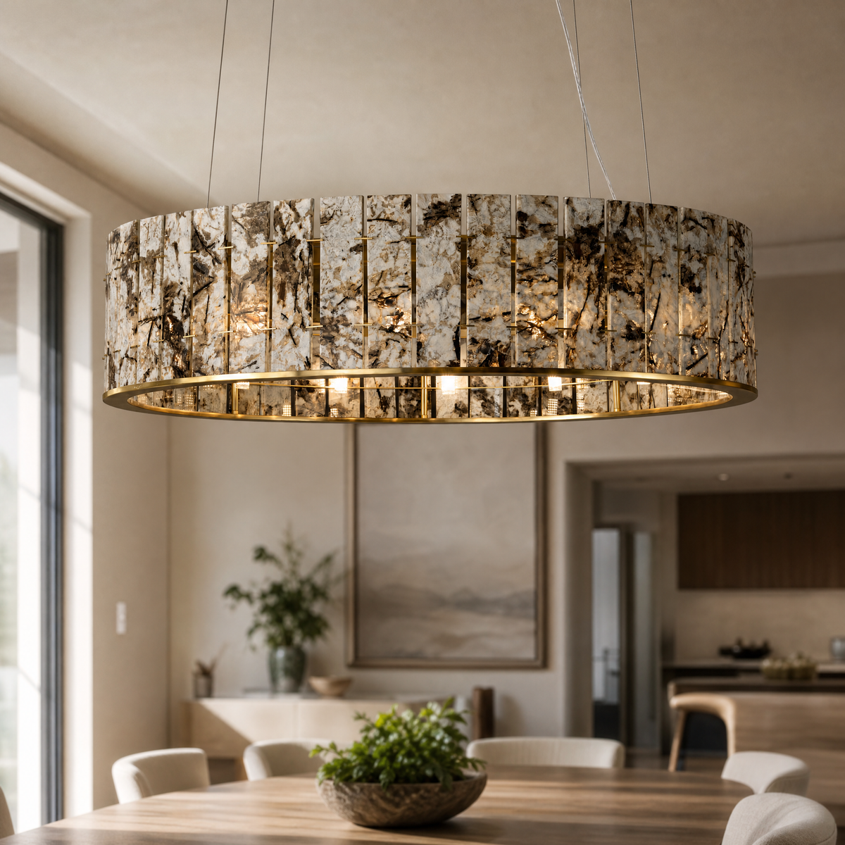 Majestone Stone Tile Ring Chandelier