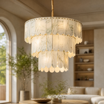 Majestone Tiered Scalloped Stone Chandelier
