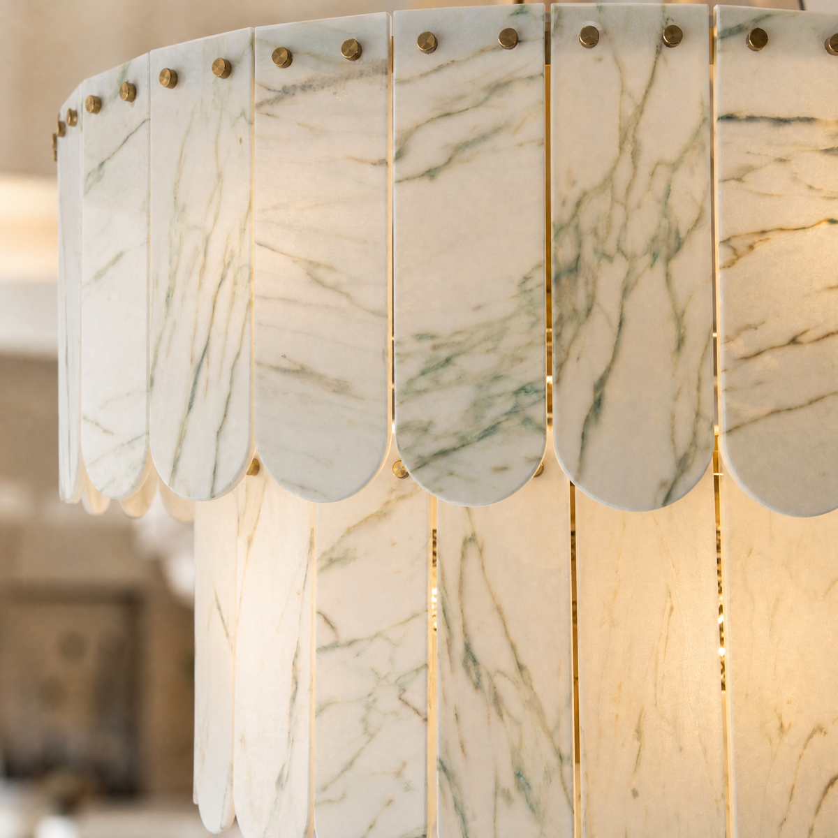 Majestone Tiered Scalloped Stone Chandelier