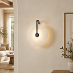 Sculpted Form Disc Halo Alabaster Wall Sconce