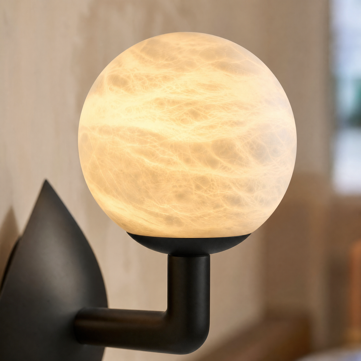 Sculpted Form Orb & Leaf Alabaster Wall Sconce