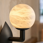 Sculpted Form Orb & Leaf Alabaster Wall Sconce