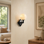 Sculpted Form Orb & Leaf Alabaster Wall Sconce