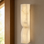 Sculpted Form Raw Stone Pillar Alabaster Wall Sconce