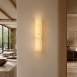 Sculpted Form Raw Stone Pillar Alabaster Wall Sconce