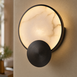 Sculpted Form Ring & Orb Alabaster Wall Sconce