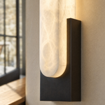 Sculpted Form U-Curve Alabaster Wall Sconce